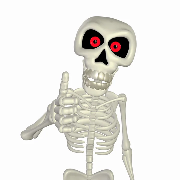 Duimschroef opwaarts cartoon skelet — Stockfoto