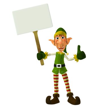 Christmas Elf with Sign clipart