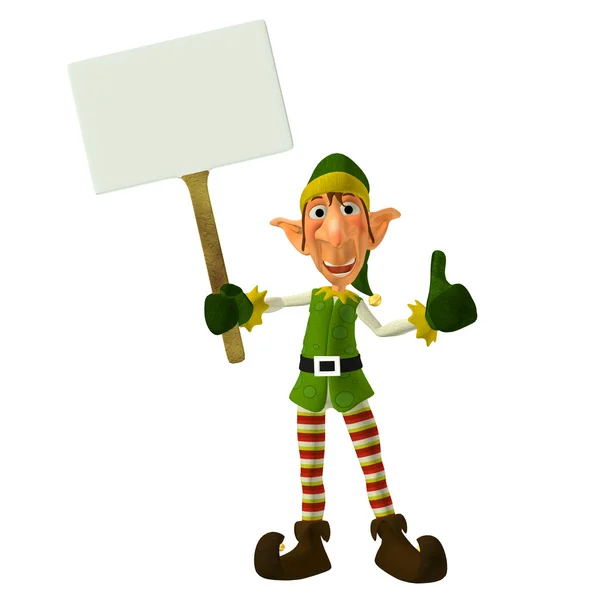 Christmas Elf with Sign — Stock Photo, Image
