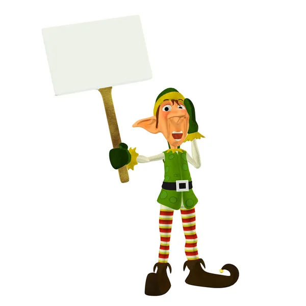 Christmas Elf with Sign — Stock Photo, Image