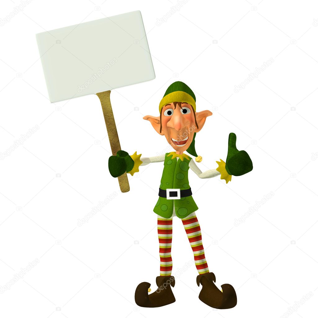 Christmas Elf with Sign