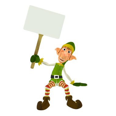 Christmas Elf with Sign clipart