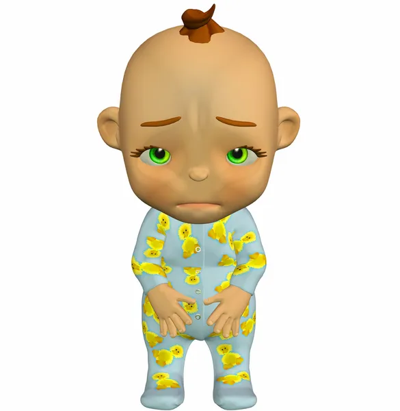 Triste desenho animado bebê — Fotografia de Stock