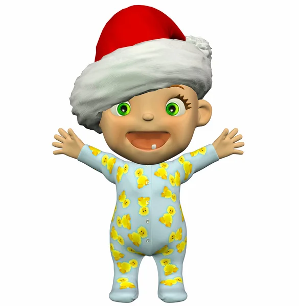 Bebé de dibujos animados con sombrero de Navidad — Foto de Stock