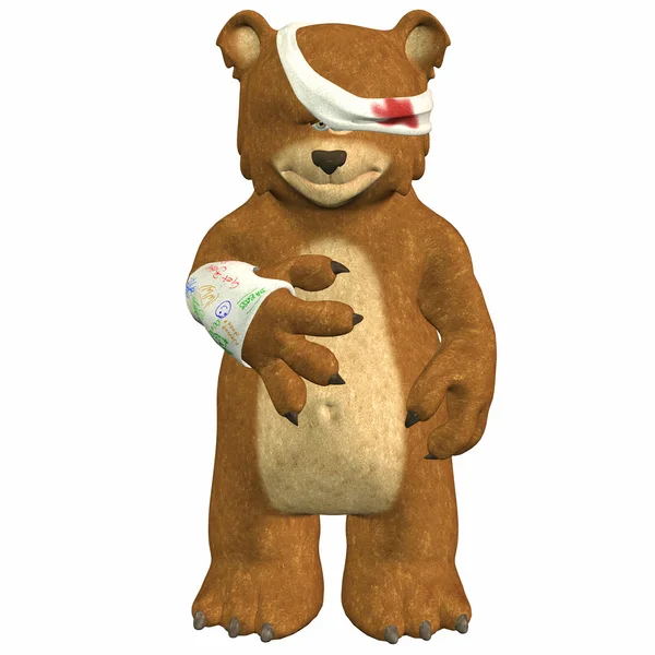 Urso de desenho animado ferido — Fotografia de Stock