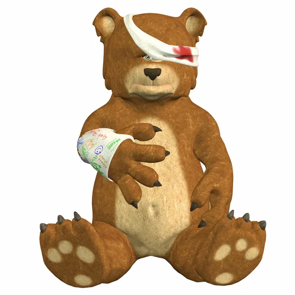 Zraněný kreslený medvěd — Stock fotografie
