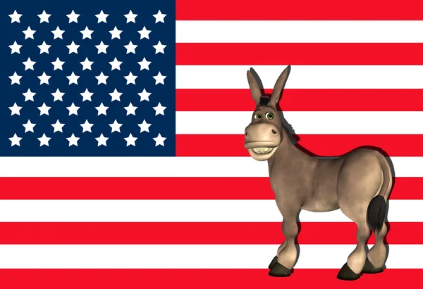Демократический осёл с американским флагом — стоковое фото