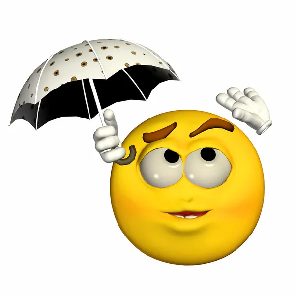Protecting from the rain Emoticon — Stock Photo, Image