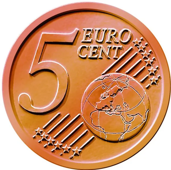 Cinq (5) cents pièce en euros — Photo