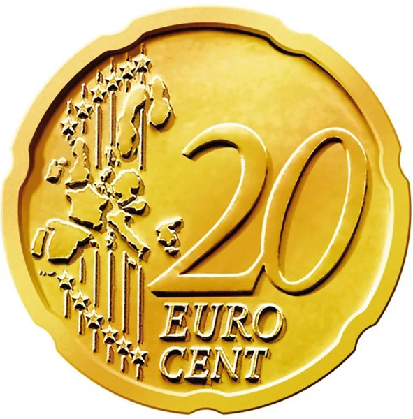 Twintig (20) Cent euromunt — Stockfoto