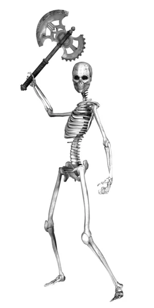 Szkielet z siekierą — Zdjęcie stockowe