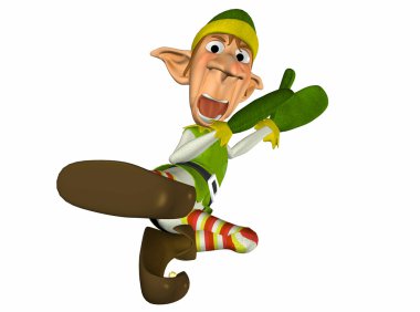 Kicking Christmas Elf clipart