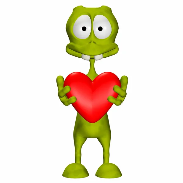 Green Alien In Love — Stock Photo, Image