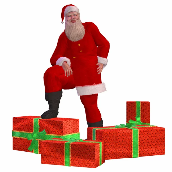 Санта Клаус з різдвяними подарунками — стокове фото