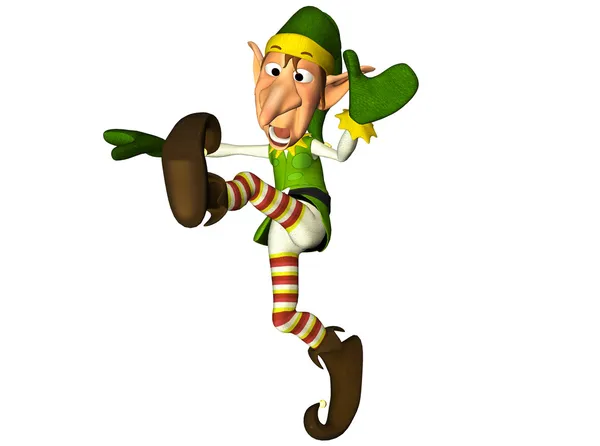 Jumping Christmas Elf — Stock Photo, Image
