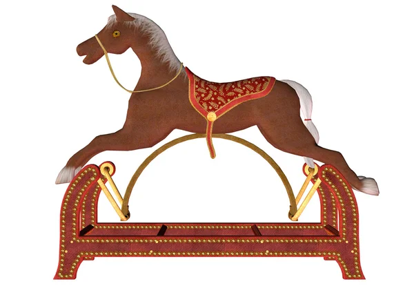 Червоного дерева іграшковий кінь-качалка Стокова Картинка