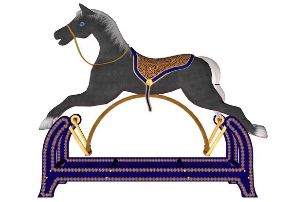Cavalo de balanço de madeira azul Fotografias De Stock Royalty-Free
