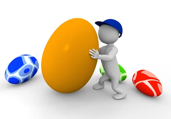3d man with eggs — Stock Photo, Image