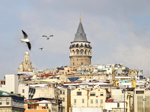 Wieża Galata w zimie — Zdjęcie stockowe