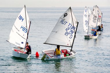 Optimist class yachts clipart