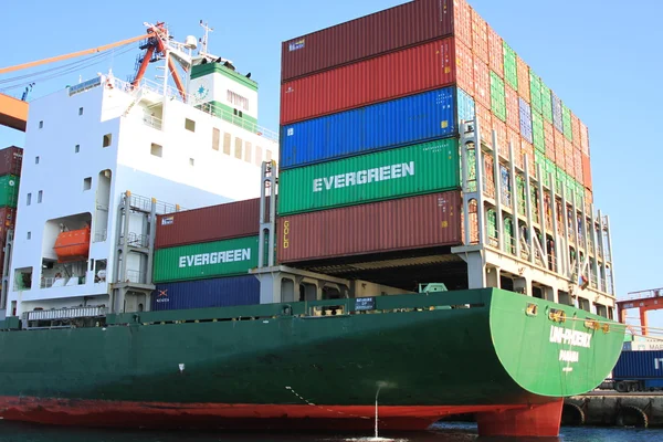 Zöld konténerszállító hajó — Stock Fotó