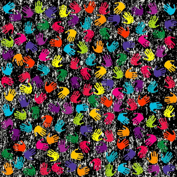 Fondo grunge con manos de colores — Foto de Stock