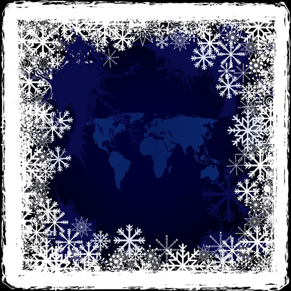 World map on frozen window — Stock Photo, Image