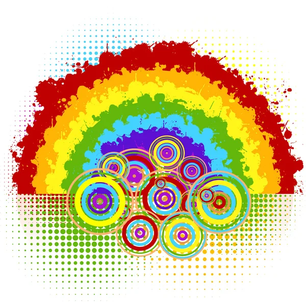 Fondo con arco iris y círculos — Foto de Stock