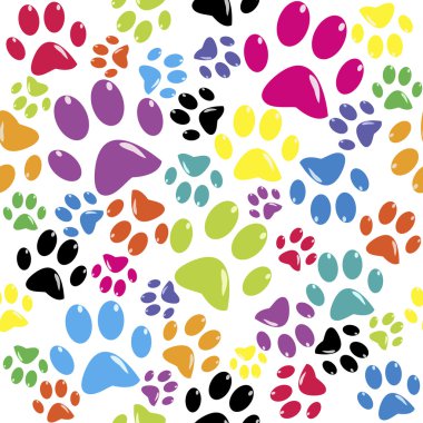 Seamless pattern with colored paws clipart