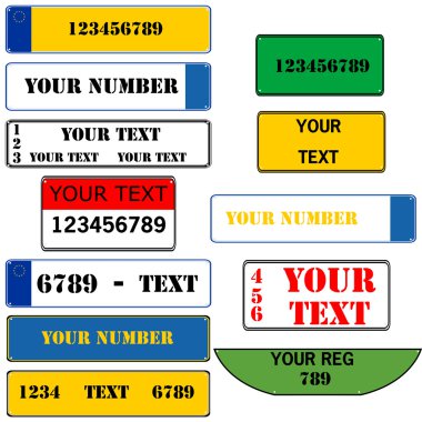 Car number plates clipart