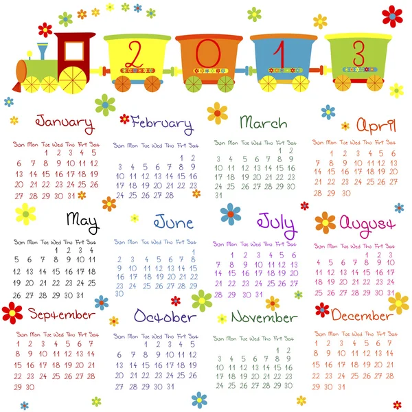 Doodle calendar for 2013 — Stock Vector