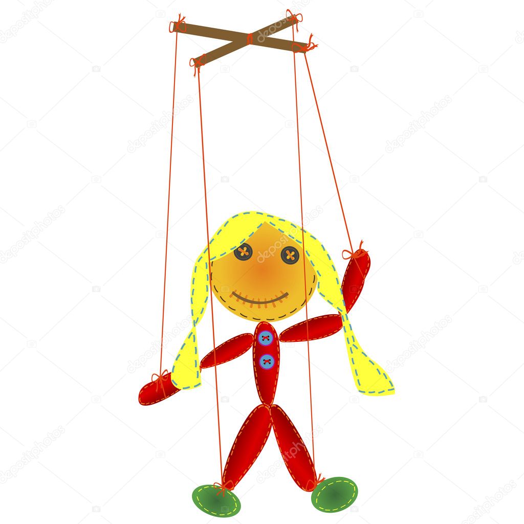 Handmade marionette, puppet on a string — Stock Vector © hibrida13 #8438426