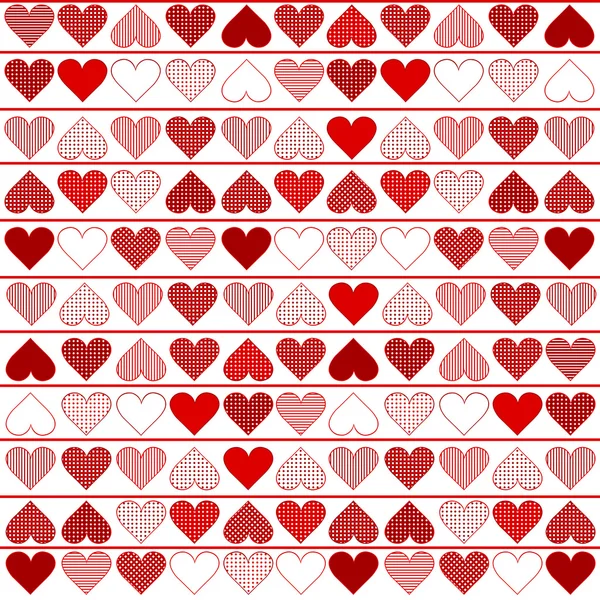 Vzorek pozadí s červeným srdcem — Stockový vektor