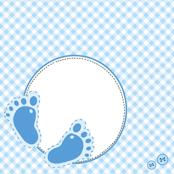 Blauwe achtergrond met baby voetstappen — Stockvector