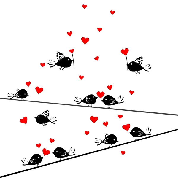 Валентина карти з птахів в любові — стоковий вектор