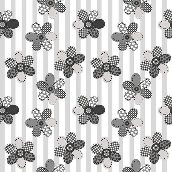 Textil Patchwork Blumen Hintergrund nahtlose Muster — Stockvektor