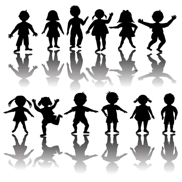 Set of children silhouettes — Stock Vector