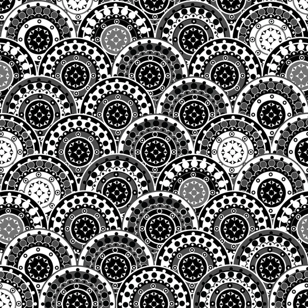 Fond de fleurs orientales en noir et blanc — Image vectorielle