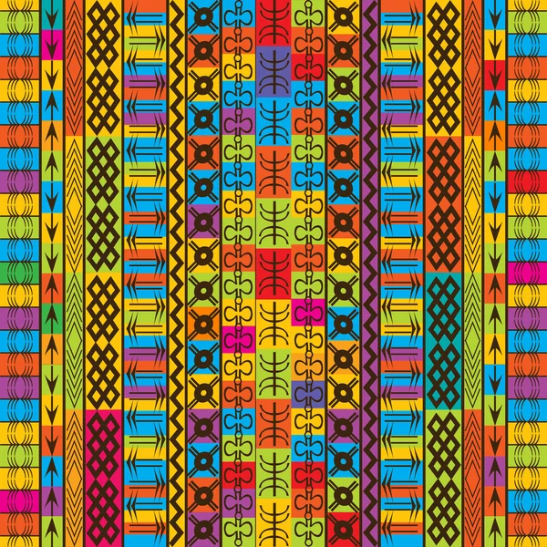 Texture colorata con motivi etnici e geometrici — Vettoriale Stock