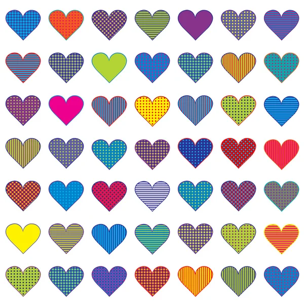 Set farbiger stilisierter Herzen — Stockvektor