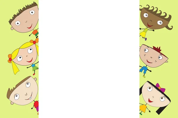 Niedlichen Karikatur Kinder mit Banner — Stockvektor