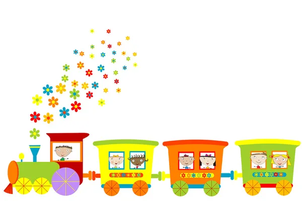 Поїзд з щасливими дітьми — стоковий вектор