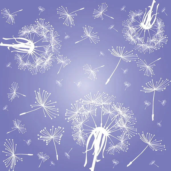 Dandelions over violet sky — Stock Vector