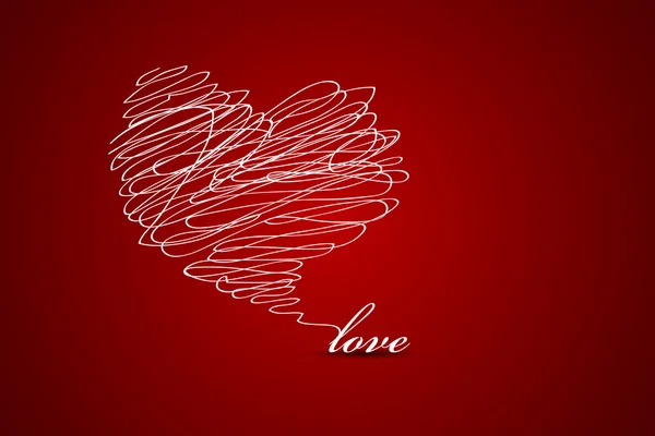 Прекрасний фон з в'язаним серцем і словом кохання Стоковий вектор
