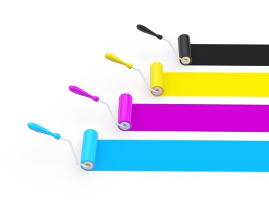 CMYK paint rollers clipart