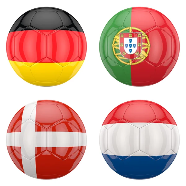Bolas de fútbol 3D con banderas de equipos del grupo B — Foto de Stock