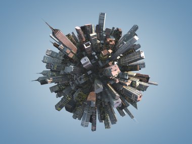 3d city shape with buildings