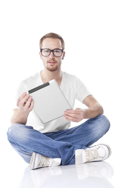 Smart Man With Tablet Computer — Stock Photo, Image