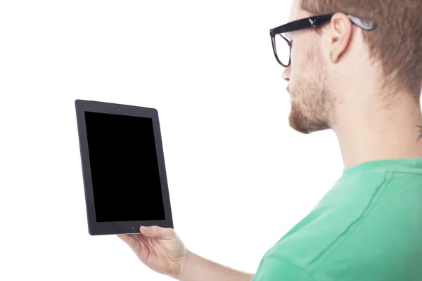 Muž s počítačem tabletu — Stock fotografie