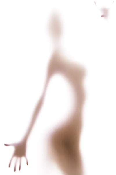 Σέξι σιλουέτα πίσω από το γυαλί θολή, ορατή χέρια και ΣΒΒΕ — Φωτογραφία Αρχείου